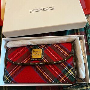 NWT Dooney & Bourke Red Tartan Continental Clutch